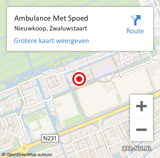 Locatie op kaart van de 112 melding: Ambulance Met Spoed Naar Nieuwkoop, Zwaluwstaart op 23 maart 2022 16:42