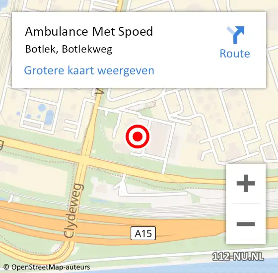 Locatie op kaart van de 112 melding: Ambulance Met Spoed Naar Botlek, Botlekweg op 23 maart 2022 16:42