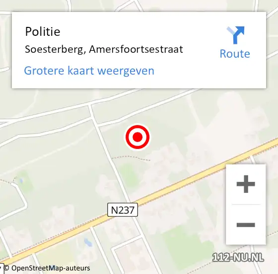 Locatie op kaart van de 112 melding: Politie Soesterberg, Amersfoortsestraat op 23 maart 2022 16:47