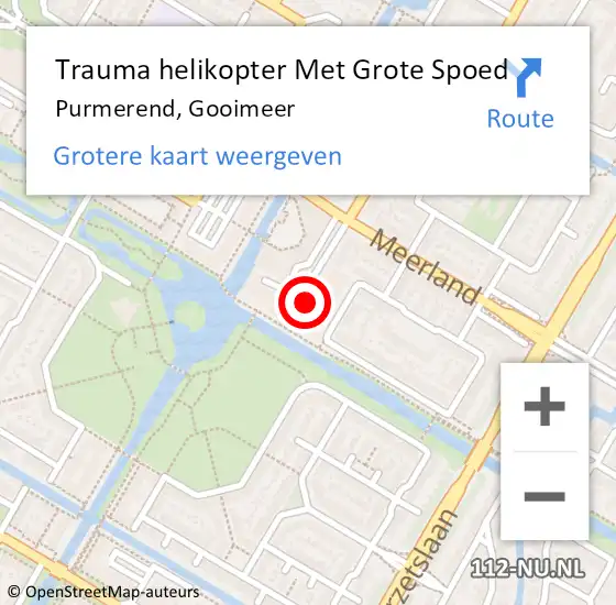 Locatie op kaart van de 112 melding: Trauma helikopter Met Grote Spoed Naar Purmerend, Gooimeer op 23 maart 2022 16:49