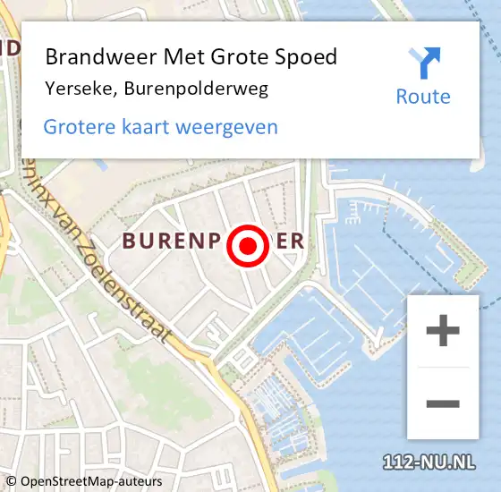 Locatie op kaart van de 112 melding: Brandweer Met Grote Spoed Naar Yerseke, Burenpolderweg op 23 maart 2022 16:52