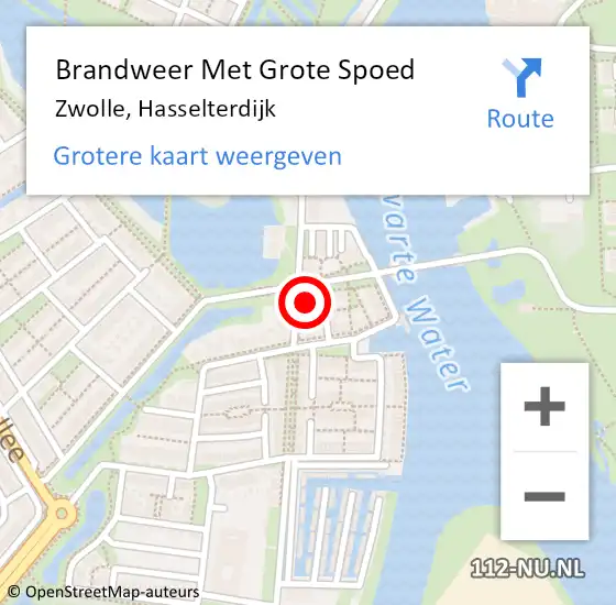 Locatie op kaart van de 112 melding: Brandweer Met Grote Spoed Naar Zwolle, Hasselterdijk op 23 maart 2022 17:10