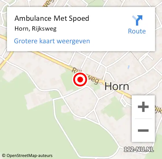 Locatie op kaart van de 112 melding: Ambulance Met Spoed Naar Horn, Rijksweg op 23 maart 2022 17:21