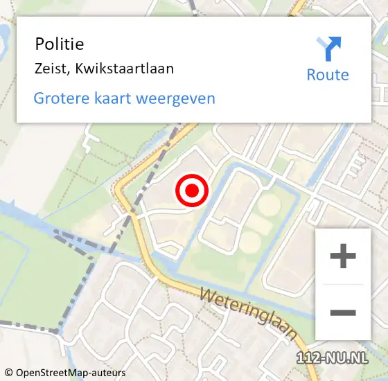 Locatie op kaart van de 112 melding: Politie Zeist, Kwikstaartlaan op 23 maart 2022 17:22