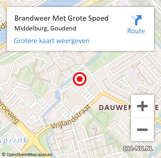 Locatie op kaart van de 112 melding: Brandweer Met Grote Spoed Naar Middelburg, Goudend op 23 maart 2022 17:26