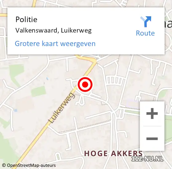 Locatie op kaart van de 112 melding: Politie Valkenswaard, Luikerweg op 23 maart 2022 17:31