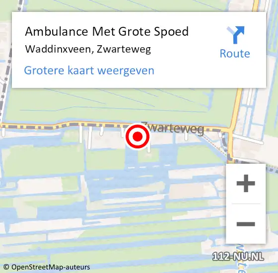 Locatie op kaart van de 112 melding: Ambulance Met Grote Spoed Naar Waddinxveen, Zwarteweg op 23 maart 2022 17:35