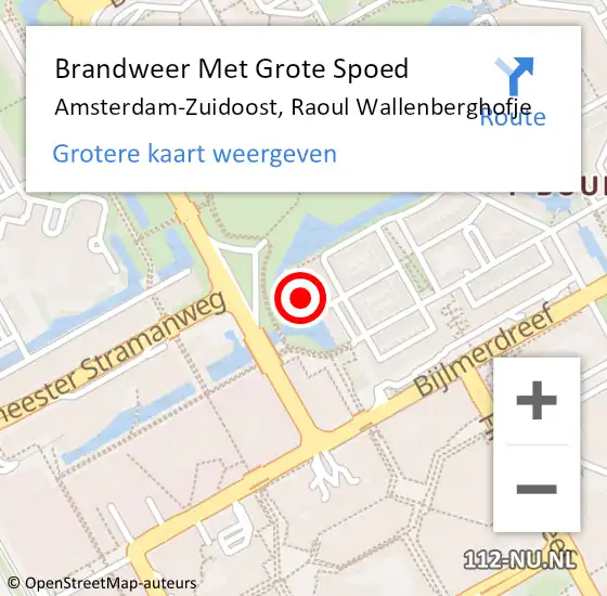 Locatie op kaart van de 112 melding: Brandweer Met Grote Spoed Naar Amsterdam-Zuidoost, Raoul Wallenberghofje op 23 maart 2022 17:40