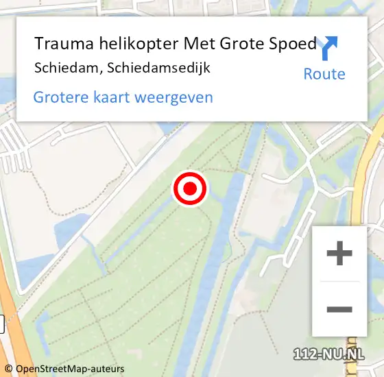 Locatie op kaart van de 112 melding: Trauma helikopter Met Grote Spoed Naar Schiedam, Schiedamsedijk op 23 maart 2022 17:41