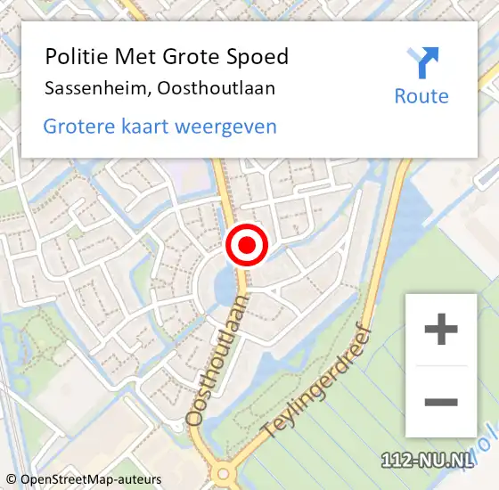 Locatie op kaart van de 112 melding: Politie Met Grote Spoed Naar Sassenheim, Oosthoutlaan op 23 maart 2022 17:43