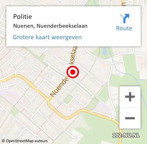 Locatie op kaart van de 112 melding: Politie Nuenen, Nuenderbeekselaan op 23 maart 2022 17:46