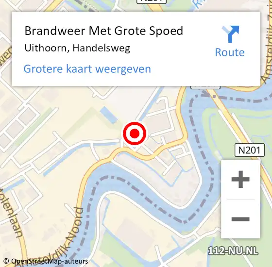 Locatie op kaart van de 112 melding: Brandweer Met Grote Spoed Naar Uithoorn, Handelsweg op 23 maart 2022 18:25