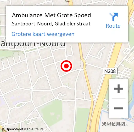 Locatie op kaart van de 112 melding: Ambulance Met Grote Spoed Naar Santpoort-Noord, Gladiolenstraat op 23 maart 2022 18:26