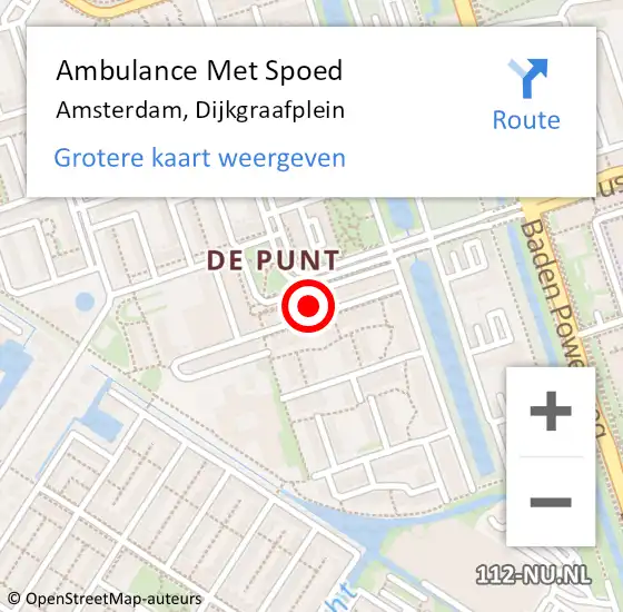 Locatie op kaart van de 112 melding: Ambulance Met Spoed Naar Amsterdam, Dijkgraafplein op 23 maart 2022 18:56
