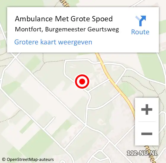 Locatie op kaart van de 112 melding: Ambulance Met Grote Spoed Naar Montfort, Burgemeester Geurtsweg op 11 juli 2014 22:47