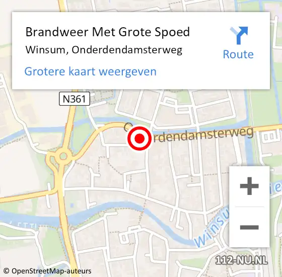 Locatie op kaart van de 112 melding: Brandweer Met Grote Spoed Naar Winsum, Onderdendamsterweg op 23 maart 2022 19:08