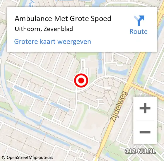 Locatie op kaart van de 112 melding: Ambulance Met Grote Spoed Naar Uithoorn, Zevenblad op 23 maart 2022 19:18