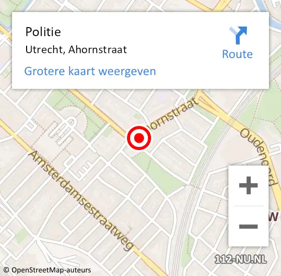 Locatie op kaart van de 112 melding: Politie Utrecht, Ahornstraat op 23 maart 2022 19:24