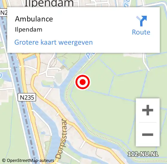 Locatie op kaart van de 112 melding: Ambulance Ilpendam op 23 maart 2022 19:25