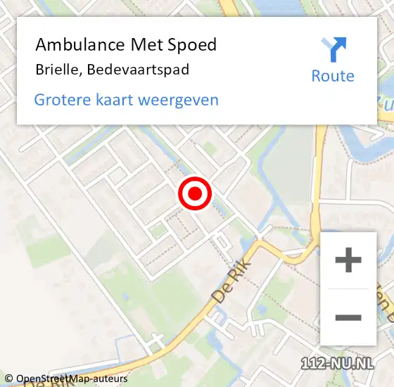 Locatie op kaart van de 112 melding: Ambulance Met Spoed Naar Brielle, Bedevaartspad op 23 maart 2022 19:46