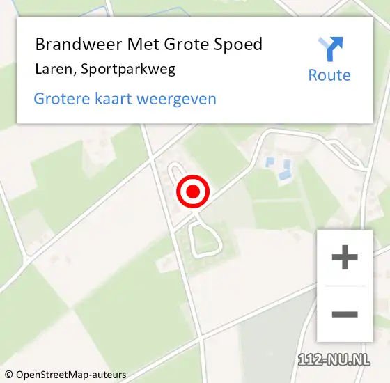 Locatie op kaart van de 112 melding: Brandweer Met Grote Spoed Naar Laren, Sportparkweg op 23 maart 2022 20:03