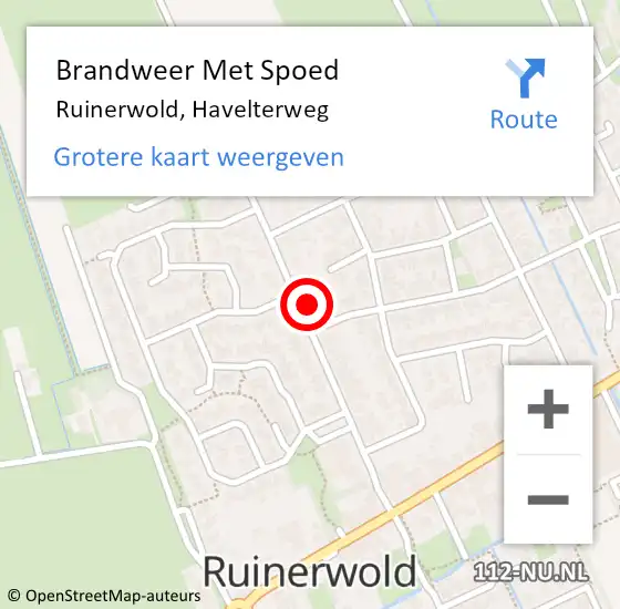 Locatie op kaart van de 112 melding: Brandweer Met Spoed Naar Ruinerwold, Havelterweg op 23 maart 2022 20:31