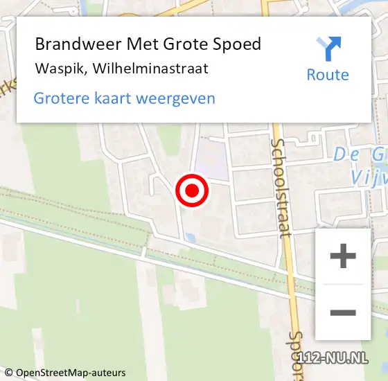 Locatie op kaart van de 112 melding: Brandweer Met Grote Spoed Naar Waspik, Wilhelminastraat op 11 juli 2014 23:05