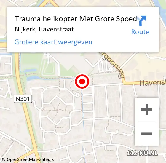 Locatie op kaart van de 112 melding: Trauma helikopter Met Grote Spoed Naar Nijkerk, Havenstraat op 23 maart 2022 20:56