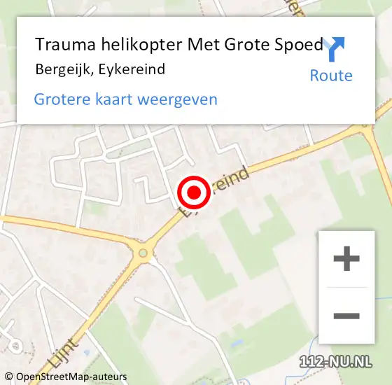 Locatie op kaart van de 112 melding: Trauma helikopter Met Grote Spoed Naar Bergeijk, Eykereind op 23 maart 2022 21:01