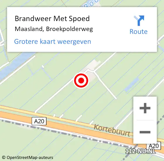 Locatie op kaart van de 112 melding: Brandweer Met Spoed Naar Maasland, Broekpolderweg op 23 maart 2022 21:05