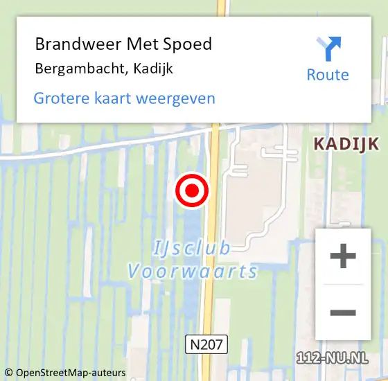 Locatie op kaart van de 112 melding: Brandweer Met Spoed Naar Bergambacht, Kadijk op 23 maart 2022 22:01