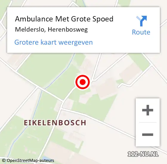 Locatie op kaart van de 112 melding: Ambulance Met Grote Spoed Naar Melderslo, Herenbosweg op 11 juli 2014 23:20