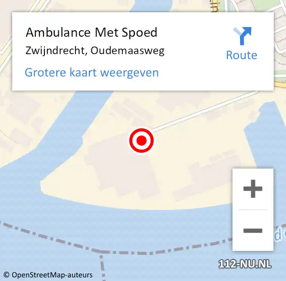 Locatie op kaart van de 112 melding: Ambulance Met Spoed Naar Zwijndrecht, Oudemaasweg op 24 maart 2022 00:37