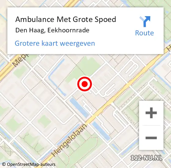 Locatie op kaart van de 112 melding: Ambulance Met Grote Spoed Naar Den Haag, Eekhoornrade op 24 maart 2022 02:21