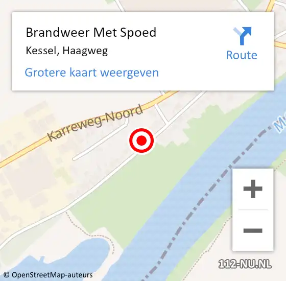 Locatie op kaart van de 112 melding: Brandweer Met Spoed Naar Kessel, Haagweg op 24 maart 2022 03:09