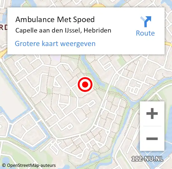 Locatie op kaart van de 112 melding: Ambulance Met Spoed Naar Capelle aan den IJssel, Hebriden op 24 maart 2022 03:21