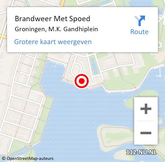Locatie op kaart van de 112 melding: Brandweer Met Spoed Naar Groningen, M.K. Gandhiplein op 24 maart 2022 03:35