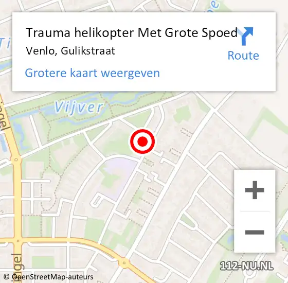 Locatie op kaart van de 112 melding: Trauma helikopter Met Grote Spoed Naar Venlo, Gulikstraat op 24 maart 2022 04:04