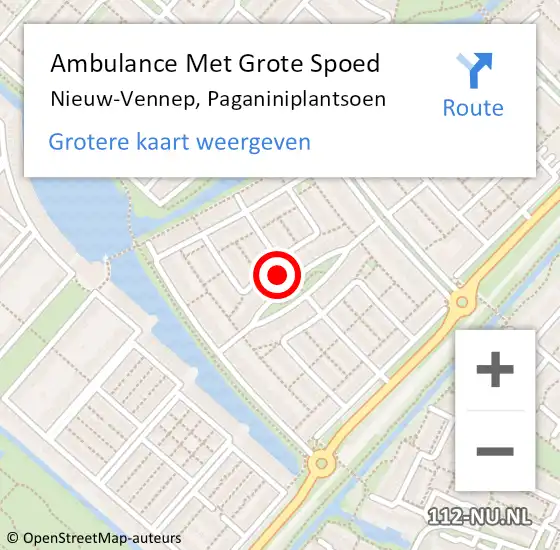 Locatie op kaart van de 112 melding: Ambulance Met Grote Spoed Naar Nieuw-Vennep, Paganiniplantsoen op 24 maart 2022 04:34