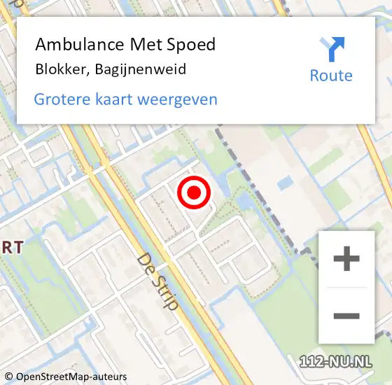 Locatie op kaart van de 112 melding: Ambulance Met Spoed Naar Blokker, Bagijnenweid op 24 maart 2022 04:43