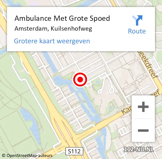 Locatie op kaart van de 112 melding: Ambulance Met Grote Spoed Naar Amsterdam-Zuidoost, Kuilsenhofweg op 24 maart 2022 06:06