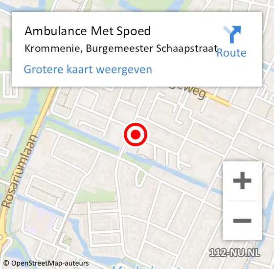Locatie op kaart van de 112 melding: Ambulance Met Spoed Naar Krommenie, Burgemeester Schaapstraat op 24 maart 2022 06:59