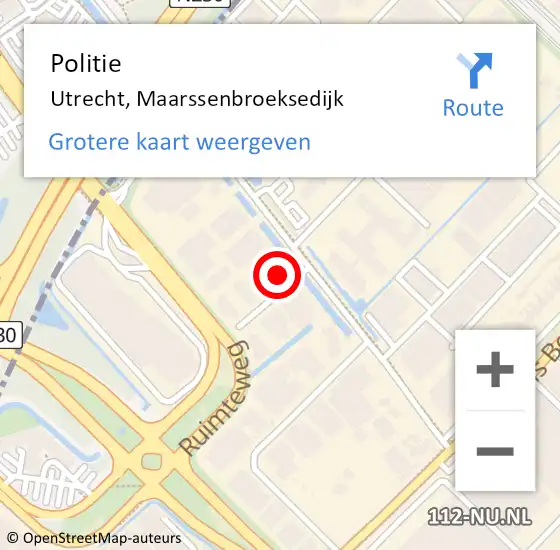 Locatie op kaart van de 112 melding: Politie Utrecht, Maarssenbroeksedijk op 24 maart 2022 07:39