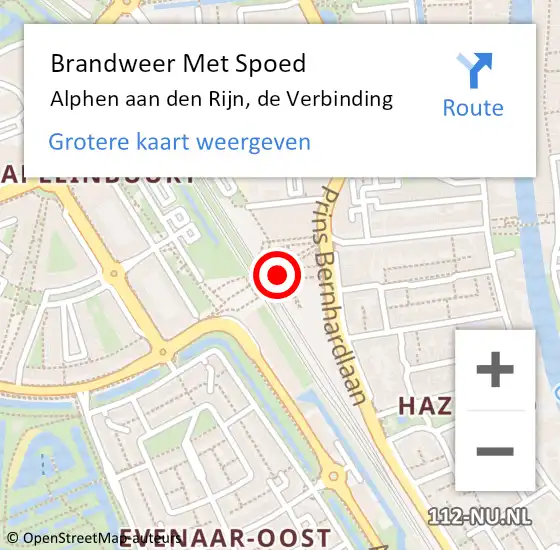 Locatie op kaart van de 112 melding: Brandweer Met Spoed Naar Alphen aan den Rijn, de Verbinding op 24 maart 2022 07:59