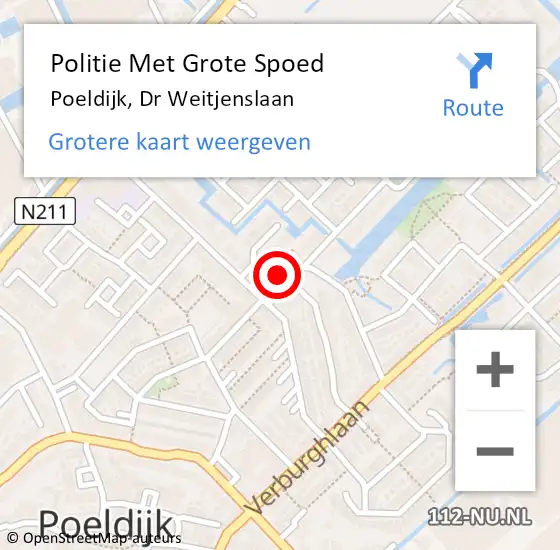 Locatie op kaart van de 112 melding: Politie Met Grote Spoed Naar Poeldijk, Dr Weitjenslaan op 24 maart 2022 08:01