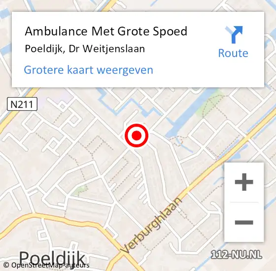 Locatie op kaart van de 112 melding: Ambulance Met Grote Spoed Naar Poeldijk, Dr Weitjenslaan op 24 maart 2022 08:04