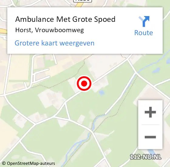 Locatie op kaart van de 112 melding: Ambulance Met Grote Spoed Naar Horst, Vrouwboomweg op 11 juli 2014 23:46