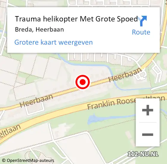 Locatie op kaart van de 112 melding: Trauma helikopter Met Grote Spoed Naar Breda, Heerbaan op 24 maart 2022 08:10