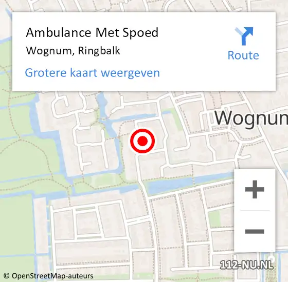 Locatie op kaart van de 112 melding: Ambulance Met Spoed Naar Wognum, Ringbalk op 24 maart 2022 08:15