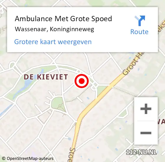 Locatie op kaart van de 112 melding: Ambulance Met Grote Spoed Naar Wassenaar, Koninginneweg op 24 maart 2022 08:15